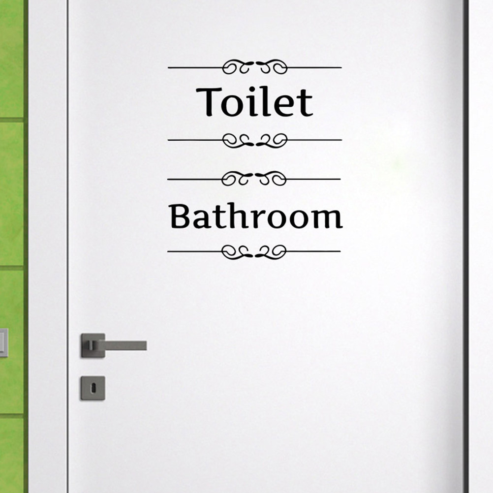 English Home Office - 4Pcs Bathroom Wall Stickers Toilet Door