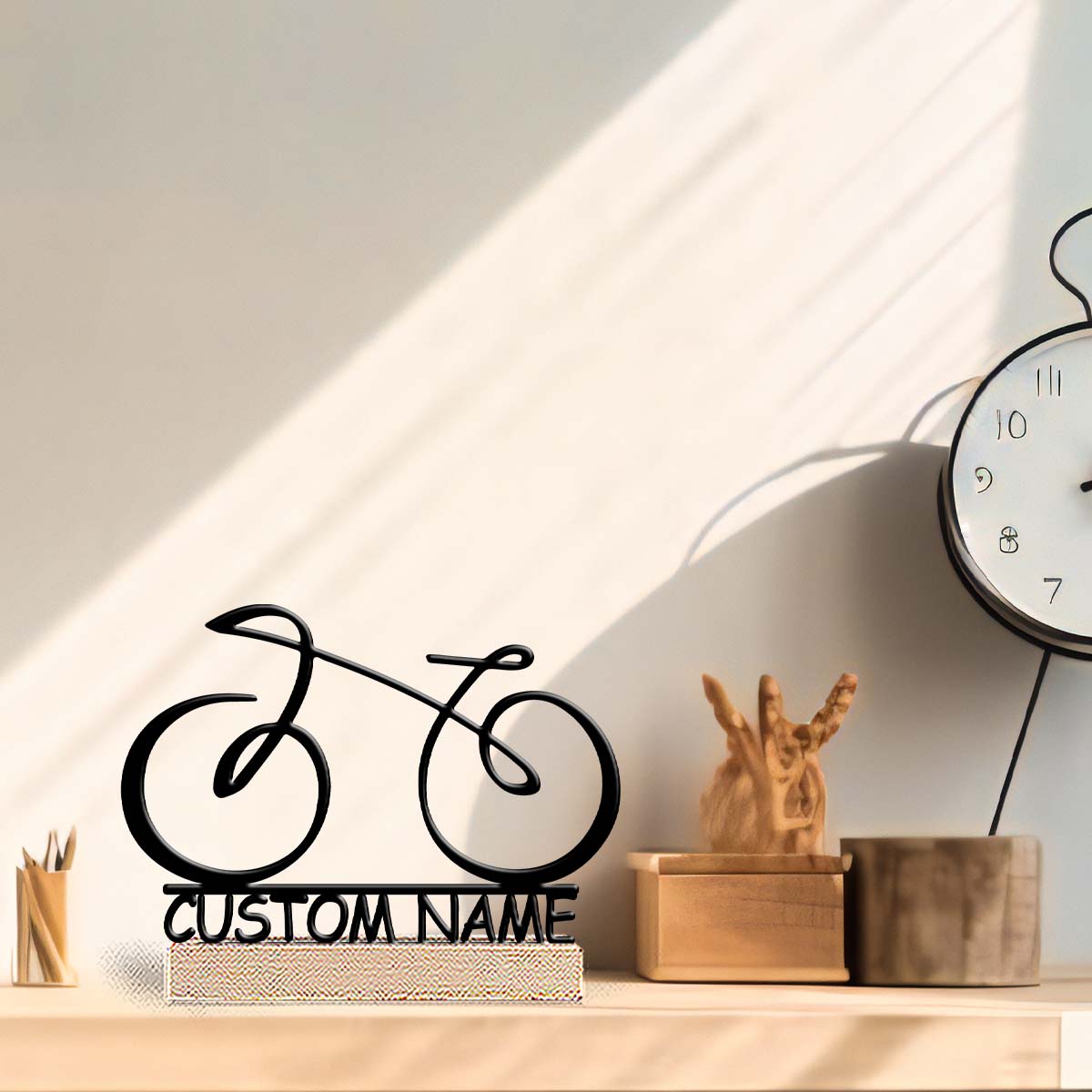 Home Office Art - 1Pc Csutom Name Modern Line Bike