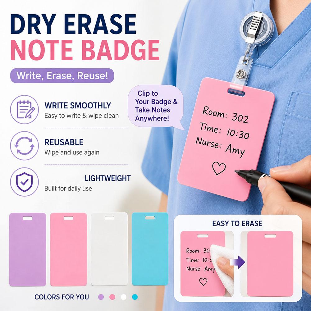 Sticky Note Dispenser - Creative Reusable Erasable Badge Sticky Notes