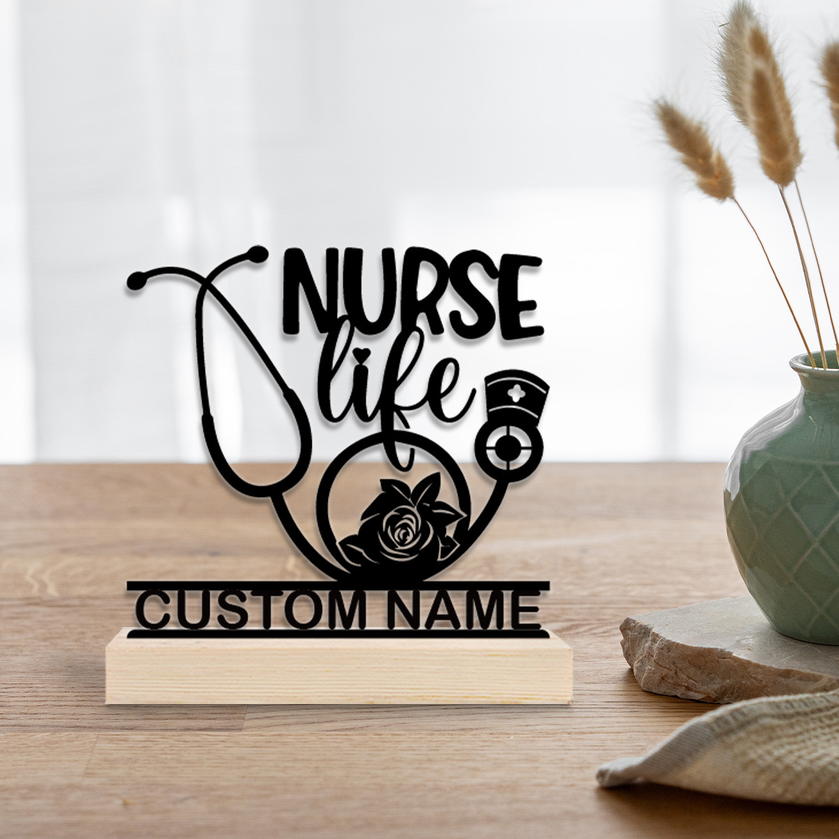 Home Office Art - Personalized Nurse Metal Art Desktop Decor
