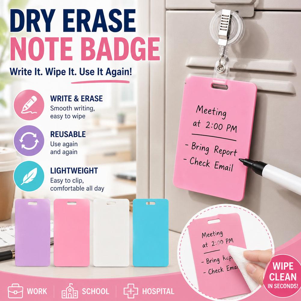 Sticky Note Dispenser - Creative Reusable Erasable Badge Sticky Notes