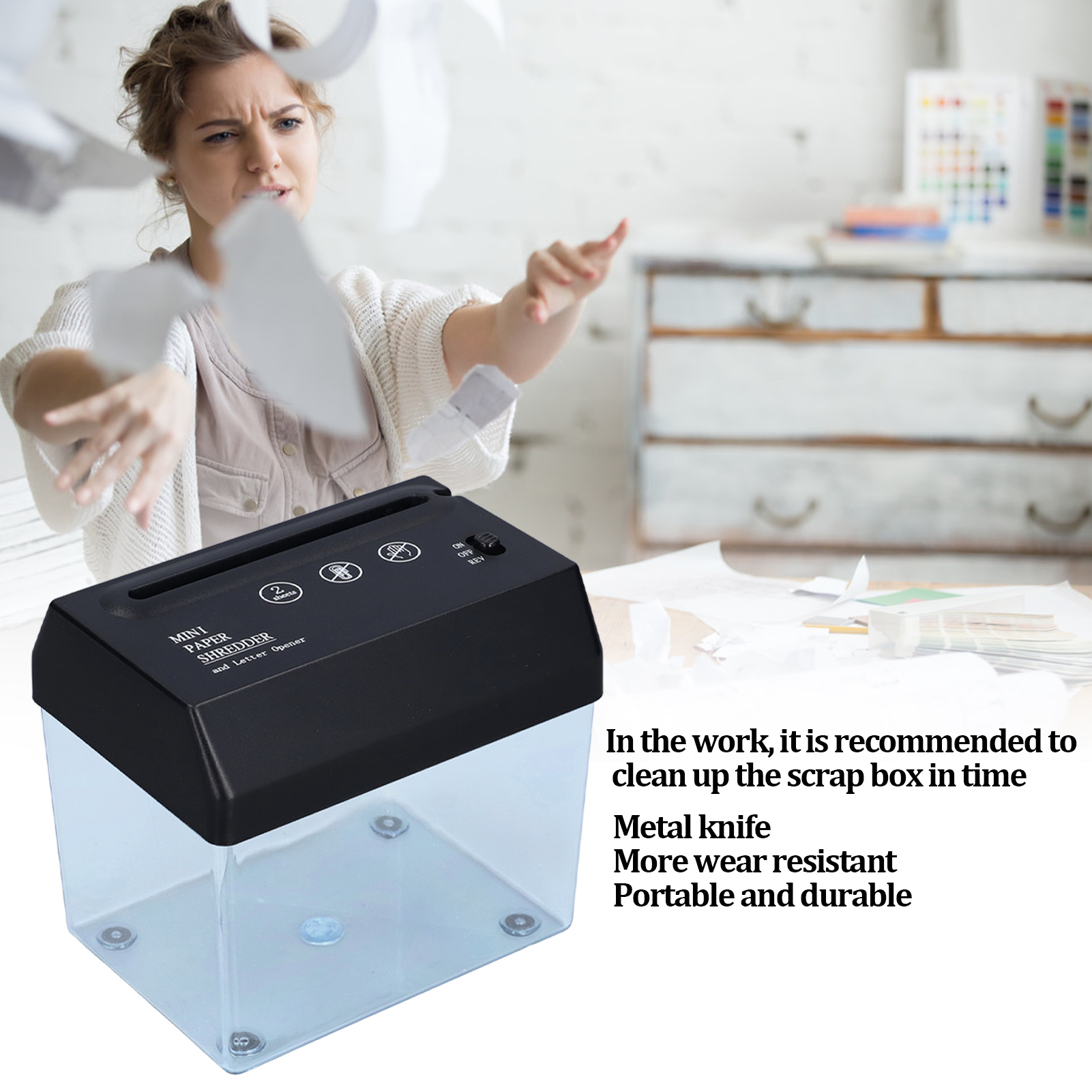 Paper Shredder Micro - Mini Paper Shredder USB A6 Metal