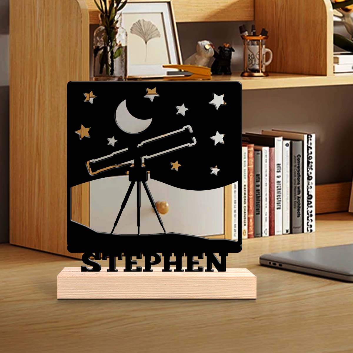 Home Office Art - 1Pc Csutom Telescope Starry Sky Wooden