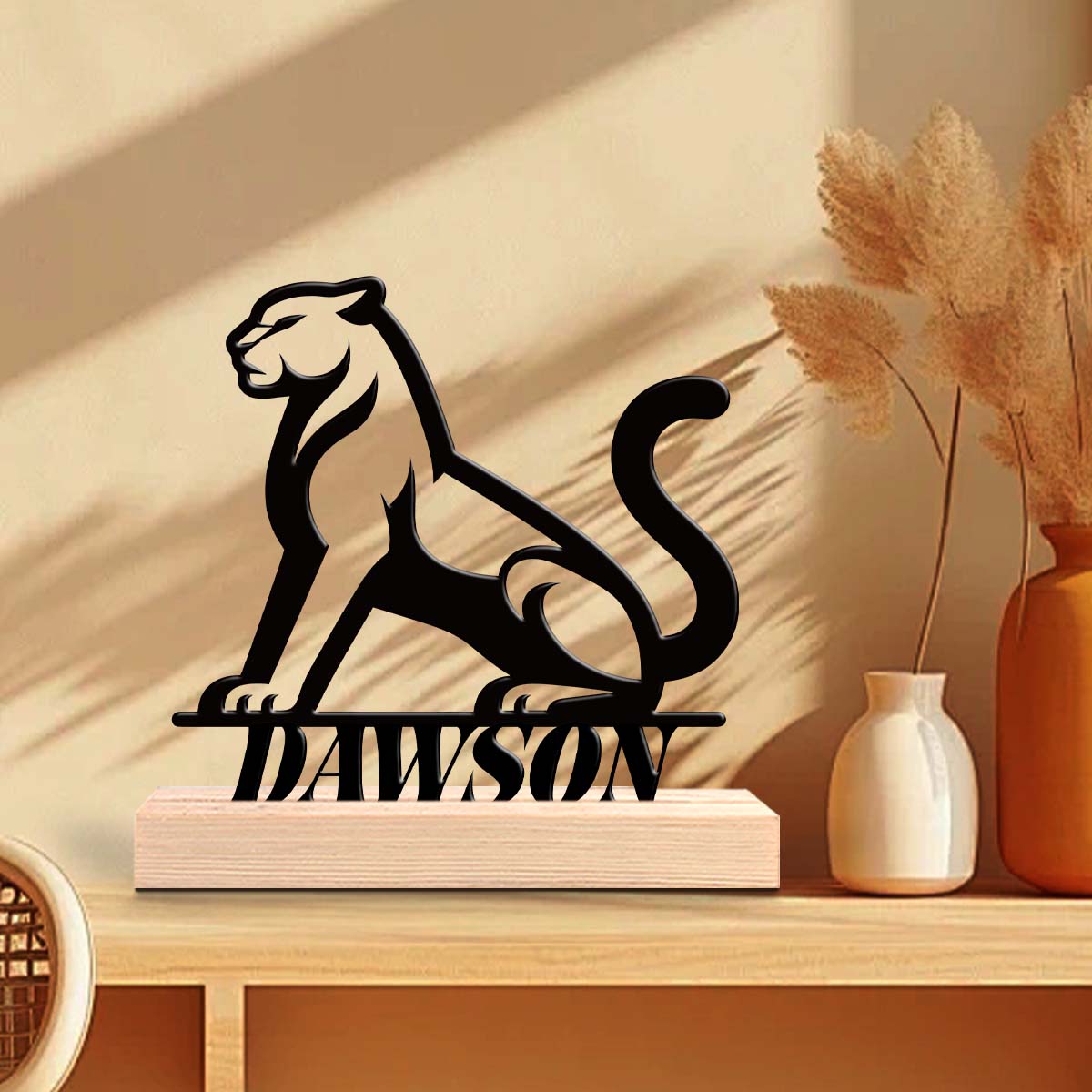 Home Office Art - 1Pc Csutom Name Mighty Cheetah Wooden
