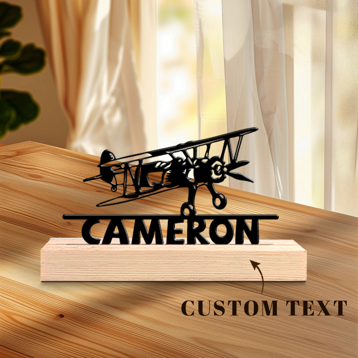 Home Office Art - 1Pc Csutom Name Jet Aircraft Wooden