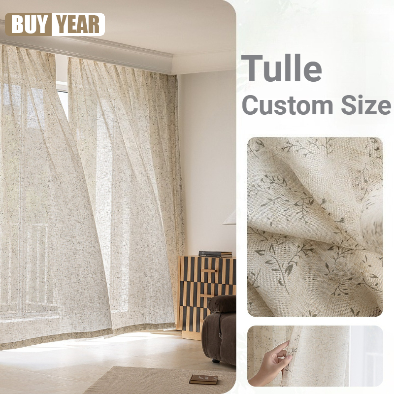Home Office Buy - Tulle Linen Window Screen Floral Fabric