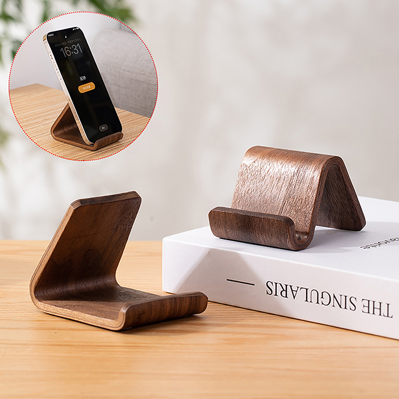 Home Office Call Center - 【C】Simple Wooden Phone Holder Front Desk