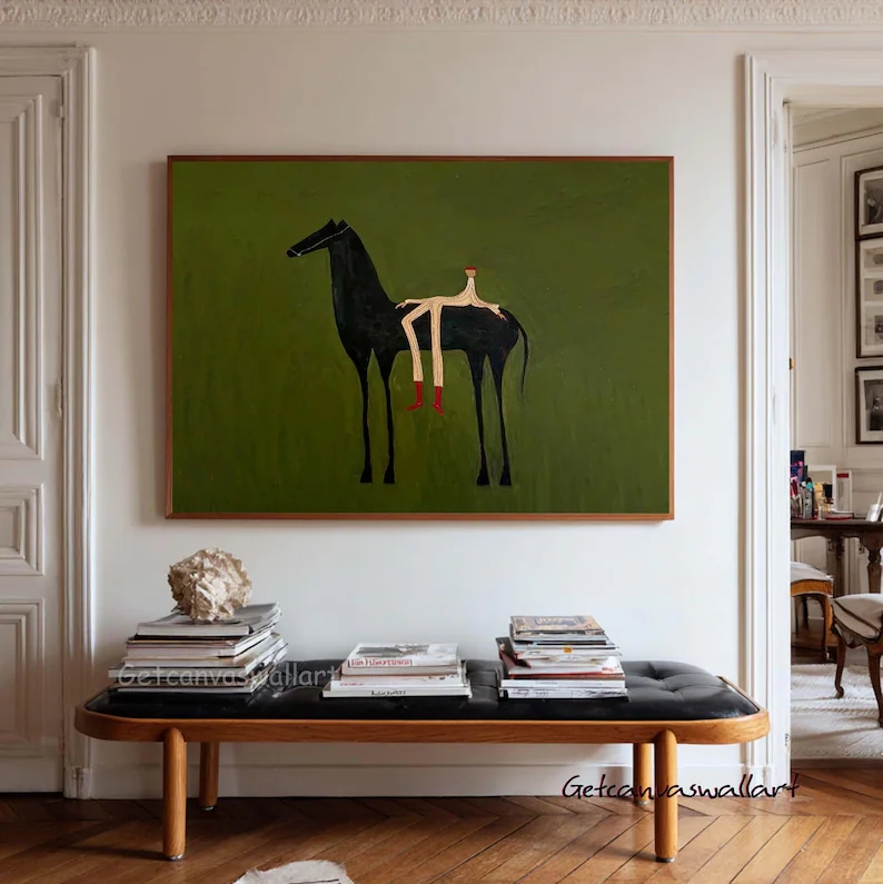 Home Office Art - Modern Abstract Western Horse & Figure