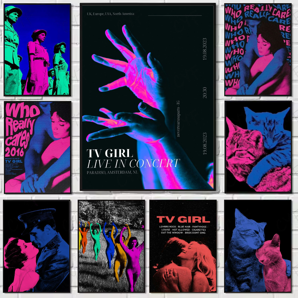 Home Office And Tv Room Ideas - Pink Blue TV Girl Art Poster