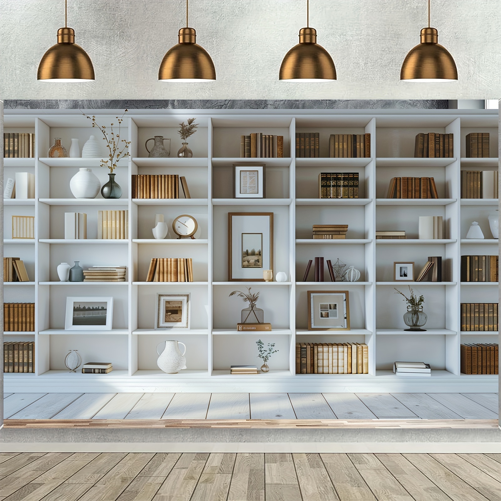 1pc White Bookshelf background - Home Office Zoom Background Free recensione e prezzo