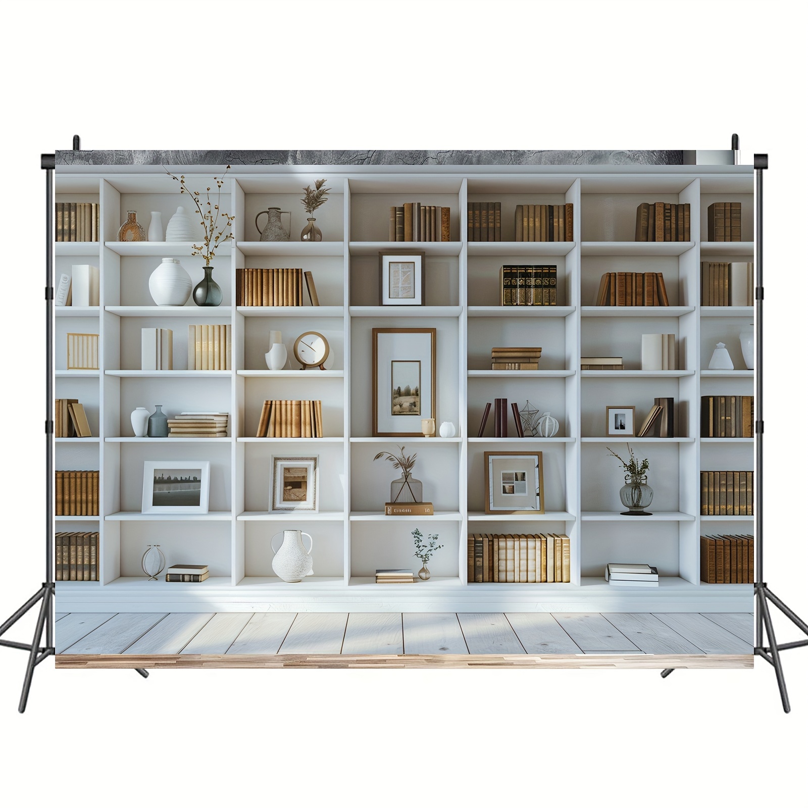 1pc White Bookshelf background - Home Office Zoom Background Free recensione e prezzo