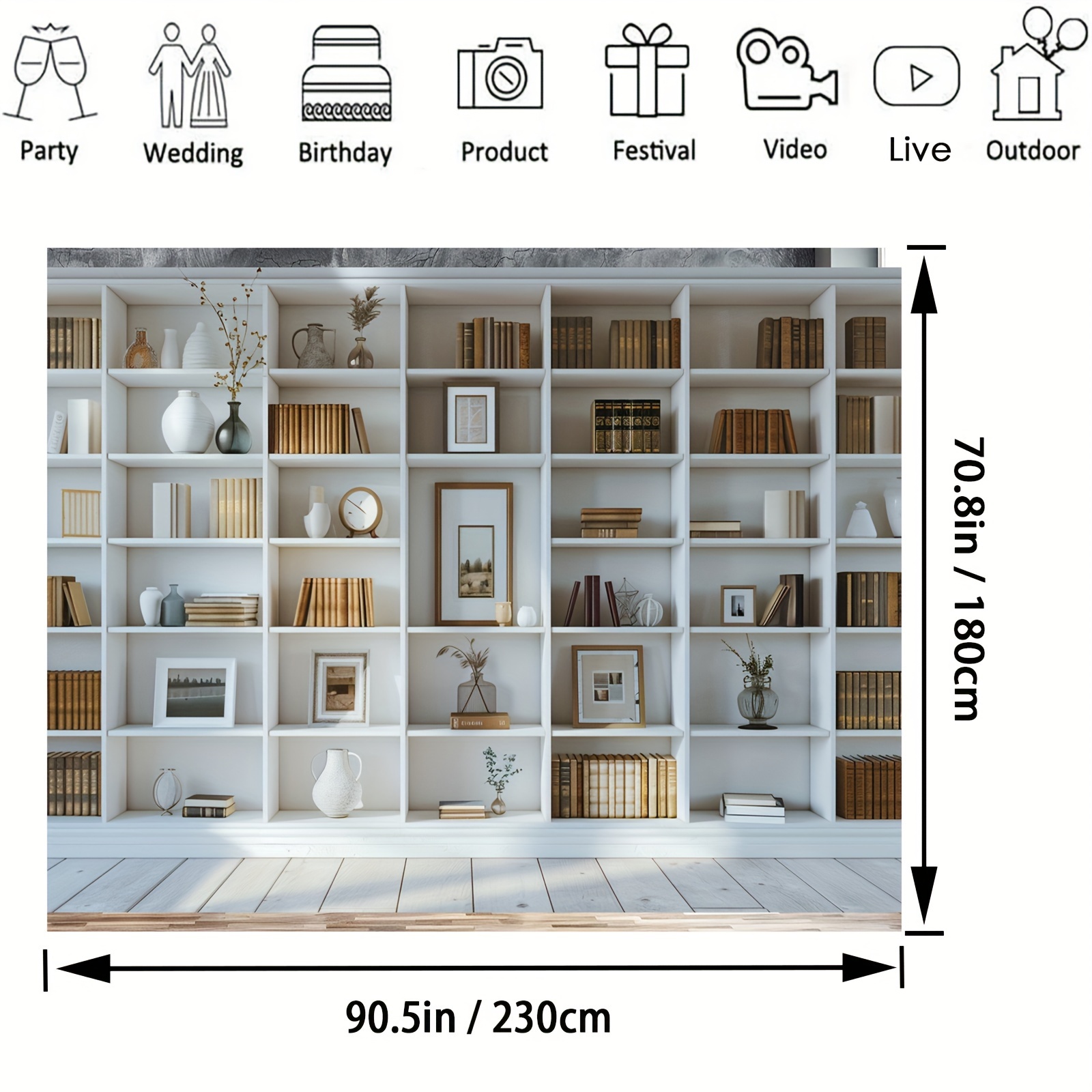 1pc White Bookshelf background - Home Office Zoom Background Free recensione e prezzo