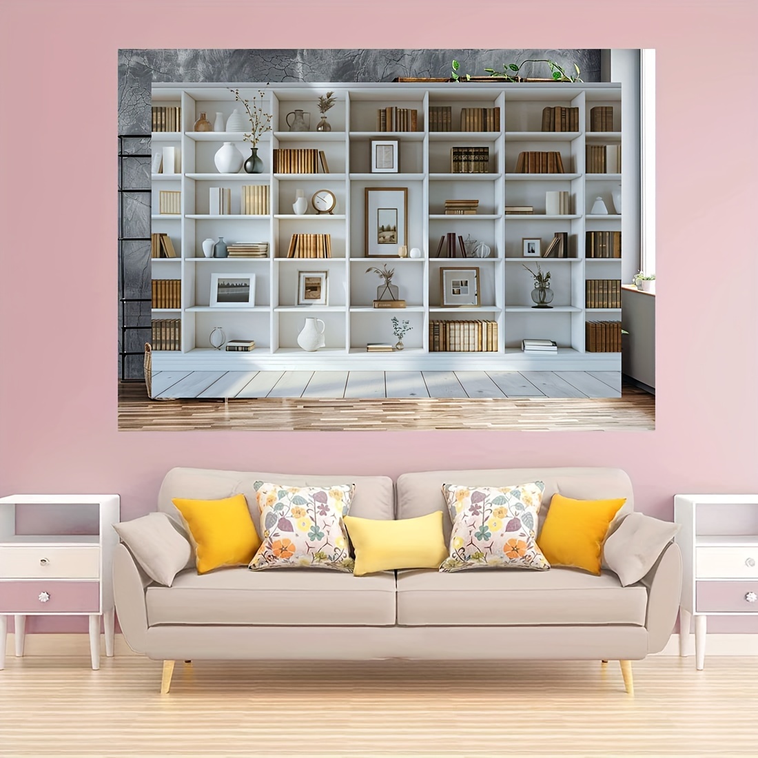 1pc White Bookshelf background - Home Office Zoom Background Free recensione e prezzo