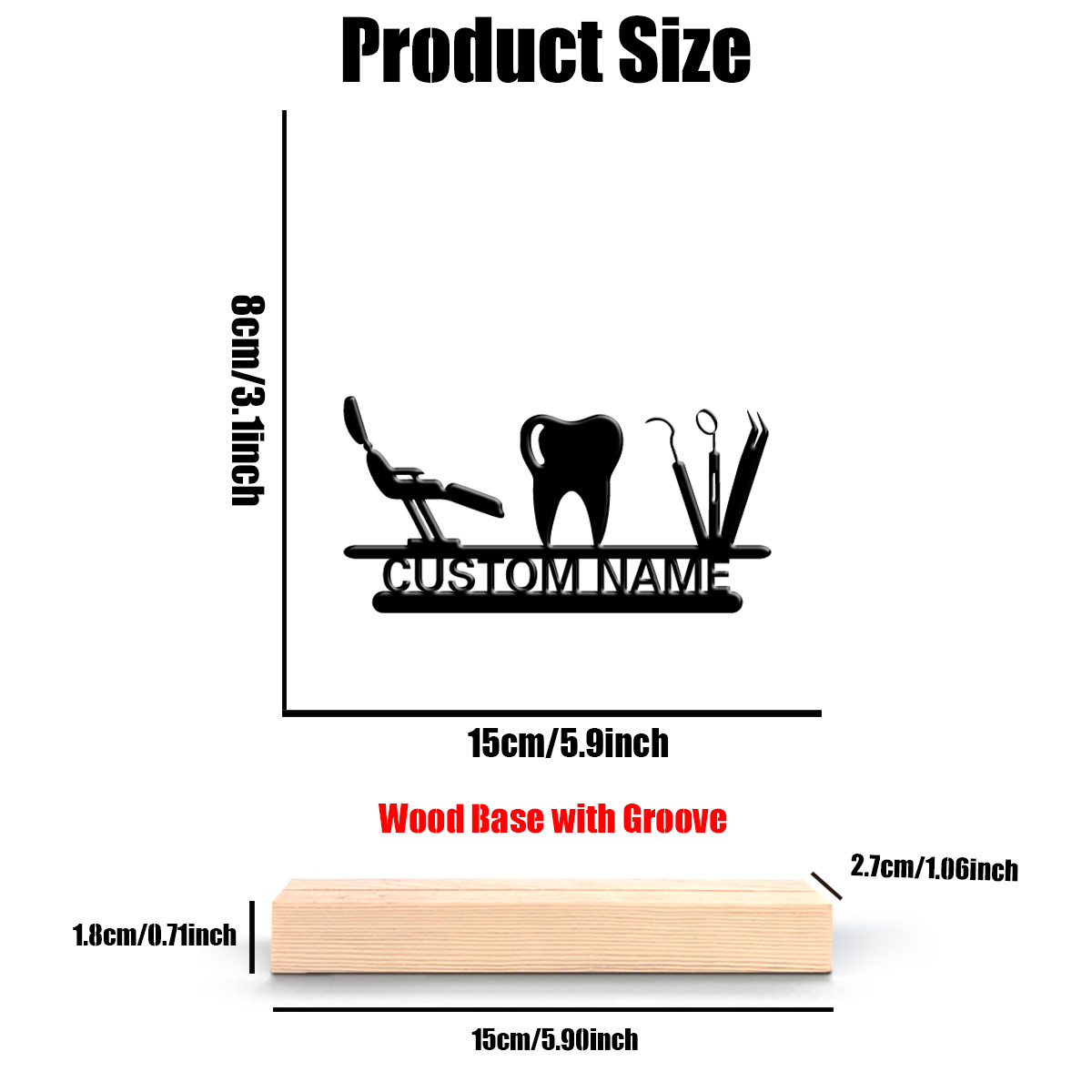 1Pc Csutom Teeth Wooden Base D - Home Office Art recensione e prezzo