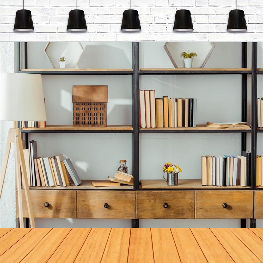 Living Room Bookshelf Backdrop - Home Office Zoom Background Free recensione e prezzo