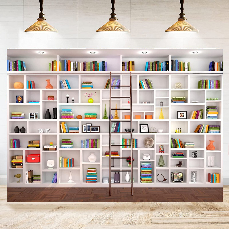 White Bookshelf Photography Ba - Home Office Zoom Background Free recensione e prezzo