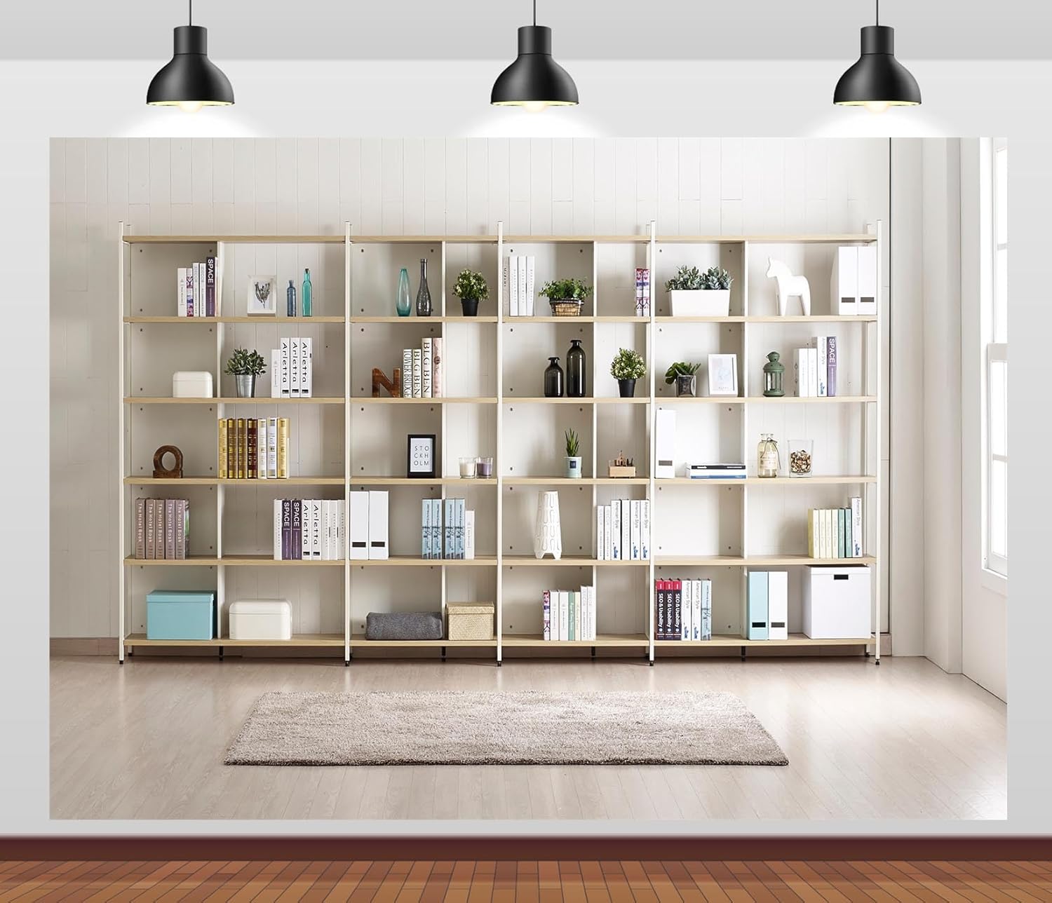 Bookshelf Photography Backdrop - Home Office Zoom Background Free recensione e prezzo