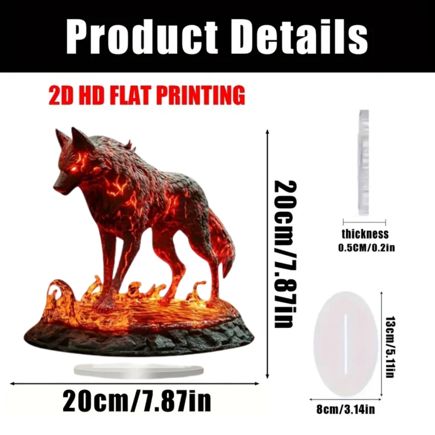 Flame Wolf Statue,2D Flat Acry - Home Office Studio recensione e prezzo