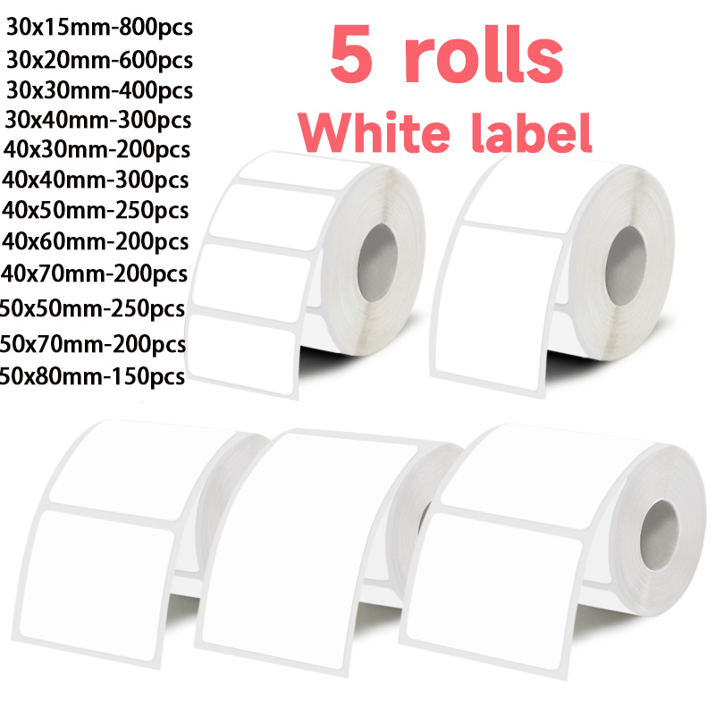 5 Rolls of White Label Sticker - Label Maker Machine recensione e prezzo