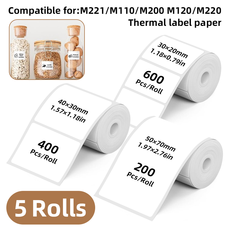 5 Rolls of White Label Sticker - Label Maker Machine recensione e prezzo