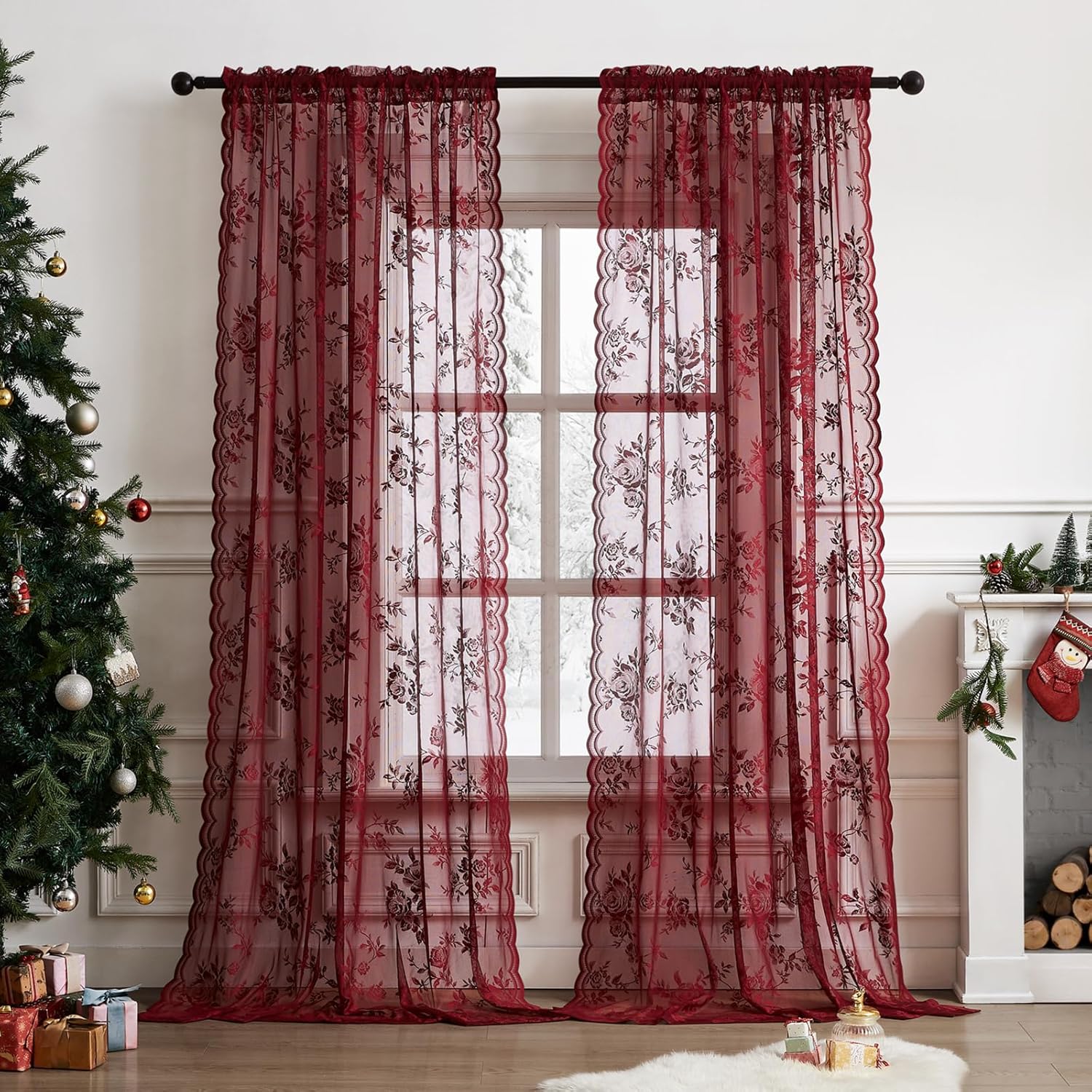 1 pc Burgundy Lace Curtains 45 - Home Office Pc recensione e prezzo