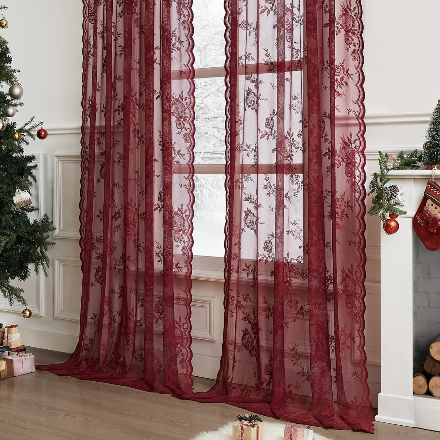 1 pc Burgundy Lace Curtains 45 - Home Office Pc recensione e prezzo