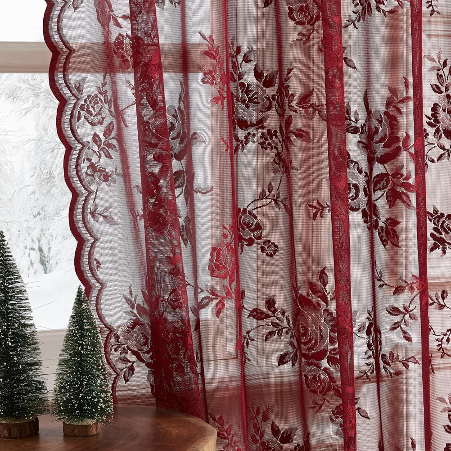 1 pc Burgundy Lace Curtains 45 - Home Office Pc recensione e prezzo